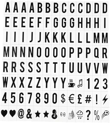 A Set 104Pcs Black Cinematic Lightbox Replacement A Set 104Pcs Black Cinematic Lightbox Replacement Letters & Numbers Signs for A4 Light Up Letter Box Sign Message Board, Presentation Boards 65.4x35mm