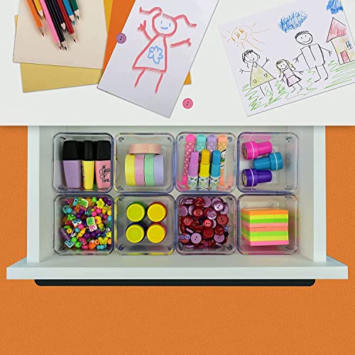 Image of Zollyss 4 Pcs Clear Plastic Clothes Drawer Organiser Trays, Multipurpose Drawer Storage Bins for Wardrobe, Closet, Vanity, Makeup & Office Desk, Clear