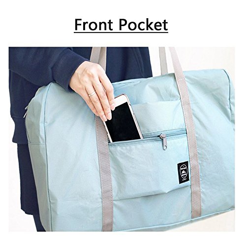 Unova Folding Travel Duffel Bag Packable Light Nylon Water Resistant Tote Weekend Getaway Overnight Carry-on Shoulder (Mint Green)