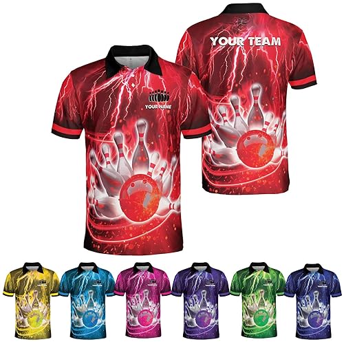Ligthuy Personalized Name Bowling Polo Shirts 3D for Men and Women, Bowling Shirt, Bowling Shirts for Men Team Bowling Shirt (POLOBL15)