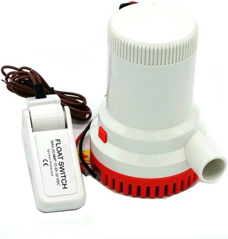 JOEBO Electric Submersible Pump Large Flow dc 12v/24v 1500 GPH Bilge Pump, with Bilge Float Switch,Electric Water Pump for Boats Sump Pump (Size : 12V)