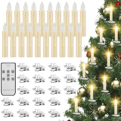 Baquler 40 Stück LED Weihnachtsbaumkerzen LED Kegel flammenlose...