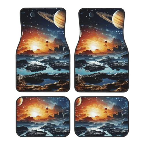 Alfombrillas de coche universales de diseño galaxia y planetas juego de 4 piezas delanteras y traseras