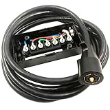 NEW SUN 7 Way Plug Inline Trailer Cord with 7 Gang Junction Box Trailer Plug Wire Connector,...