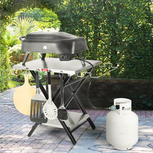 Feasto Foldable Grill Table with Extra Storage Bottom Shelf, Outdoor Indoor Foldable Outdoor Grill Stand Table with Garage Rack & Tissue Holder,Easy Set-up, 30\" x 24\", Silver