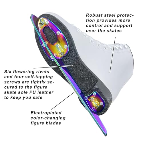 Nattork Color Plated Figure Skates for Girls and Boys Excellence Stainless Steel Blades Ice Figure Skating with Enhanced Support Strength Performance and Ultimate Comfort