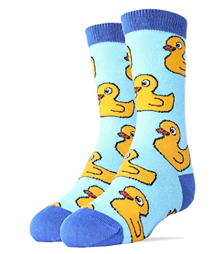 ooohyeah Kid's Novelty Crew Socks, Oooh Yeah Funny Crazy Silly Cool Casual Dress Socks for Boy and Girl, Duckies, Large
