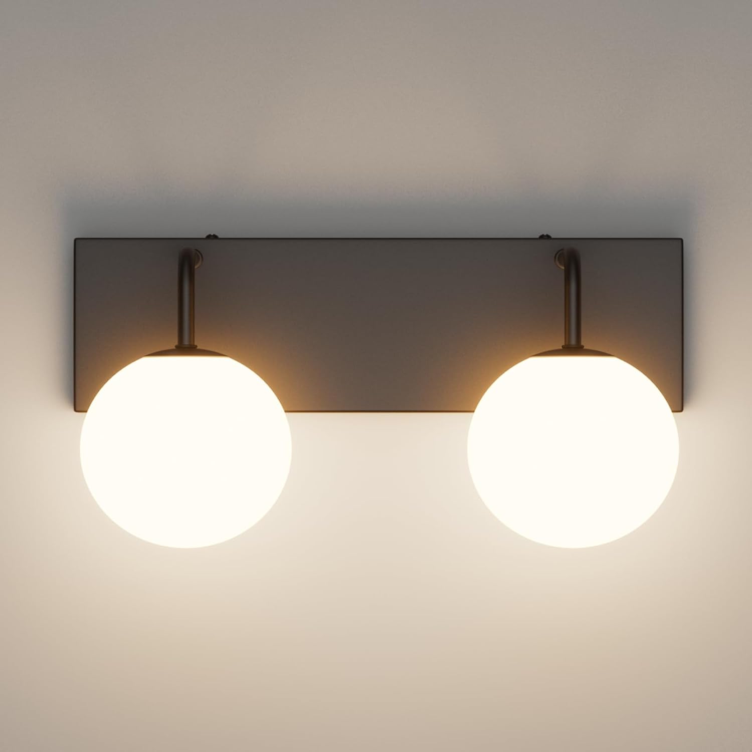 Tipace Black Vanity Light Fixtures, 2-Light Modern Bathroom Light Over Mirror with White Milk White Globe Glass for Bathroom (Exclude Bulb)