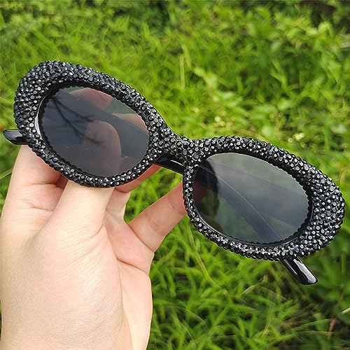 COTIA Oval Diamond Bling Sunglasses Women Men Luxury Glitter Rhinestone Party Club Sun Glasses4