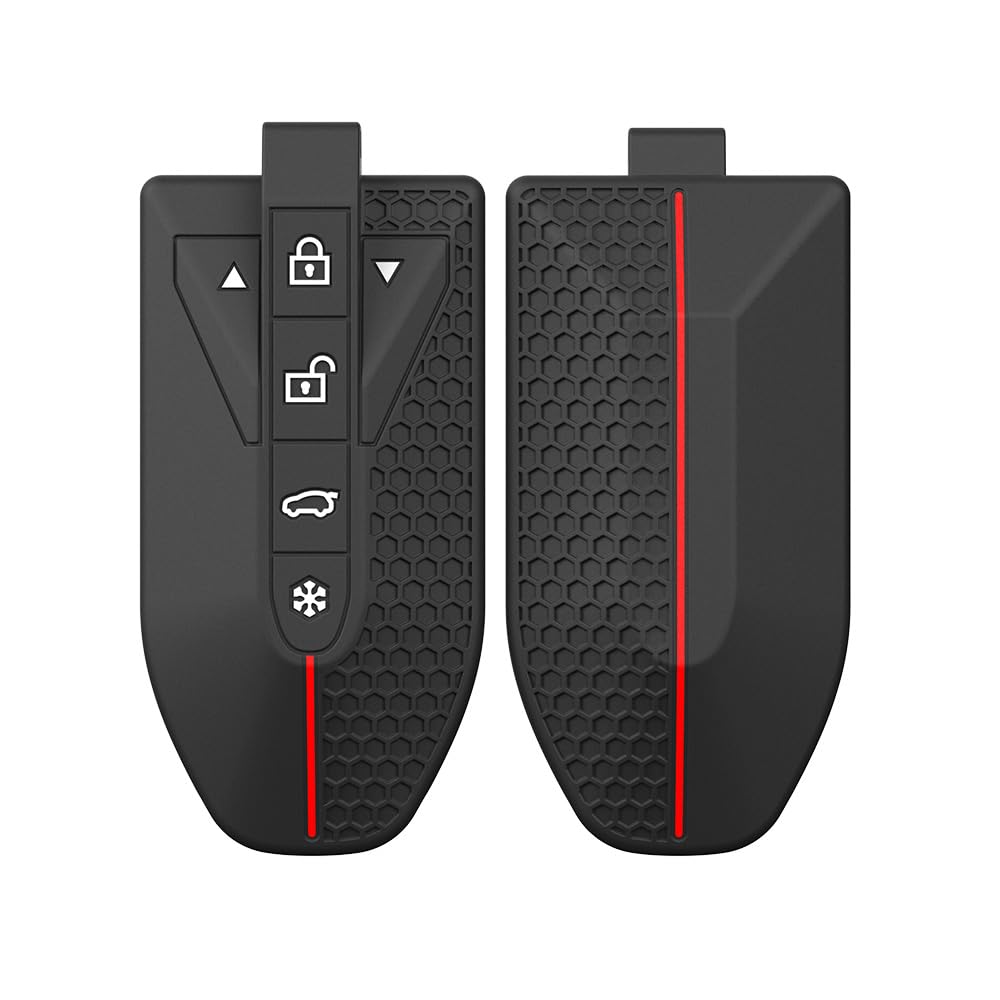 keyzone® Silicone Key Cover Compatible for Mahindra XUV 7XO, BE 6, XEV 9E, XEV 9S, BE 6 Formula E Edition, BE 6 FE (6-Button Smart Key). (Black-Red)-image-14