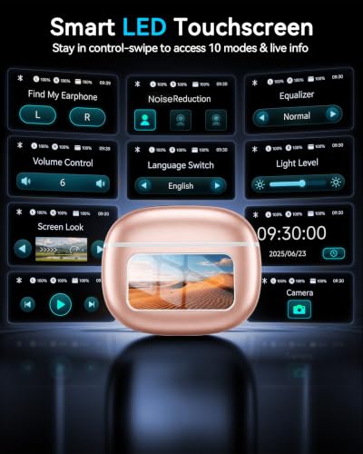 Image of Wireless Earbuds with Smart Touchscreen Case, AI Noise Cancelling Ear Buds