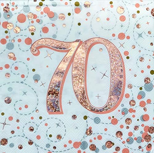 OAKTREE UK 635838 Oaktree Sparkling Fizz 70th Rose Gold 33cm x 33cm 3-ply Napkins 16pcs