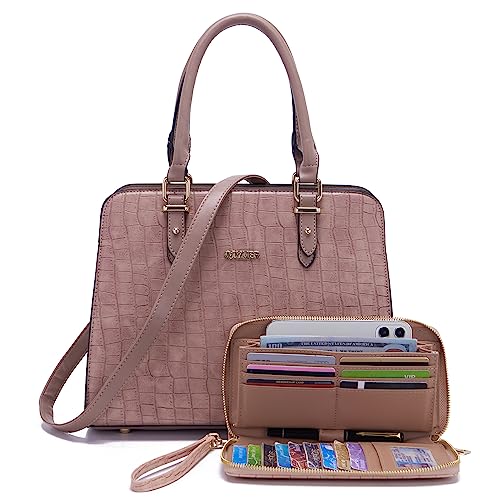 Image of Qiyuer Satchel Purses For Women Handbag And Wallet Set Tote Bag | Premium Vegan Leather,Matching Wallet,RFID Blocking,Work,Casual