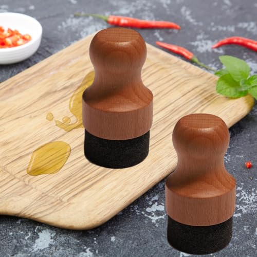 2 Pcs Aplicador de Aceite y Cera para Tabla de Cortar con Mango Ergonómico para Tablas, Cucharas y Utensilios de Madera, 5 cm de diámetro miniatura 5