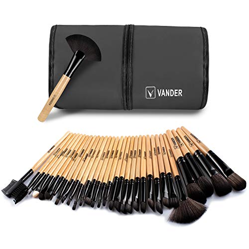Makeup Brushes Set Professional Makeup Brush Cosmetic Set Kit Wooden Handle Cosmetics Foundation Eyeliner Eyeshadow Face Powder Blush Lipstick Brushes-32 piece
