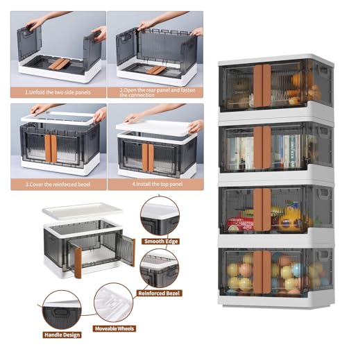 Image of Cupborad For Cloth|Toys|Book|Shoes Storage Oragnizer Multiuse Office Kitchen Fodable Storage Box Pack Of (3, DubleDoor)