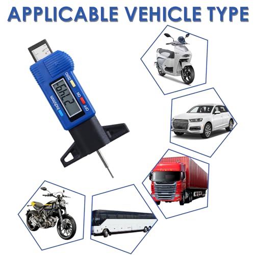 Digital Tyre Tread Depth Gauge - 0-25.4mm/0-1Inch with LCD Screen for Trucks, Cars, Vans, Motos (Blue) 6 Digital Tyre Tread Depth Gauge - 0-25.4mm/0-1Inch with LCD Screen for Trucks, Cars, Vans, Motos (Blue) - Image 6