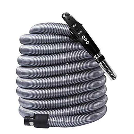 OVO Universal Central Vacuum 30ft Low Voltage Hose, Switch Control at The Handle, Fits Most Inlets, Crushproof
