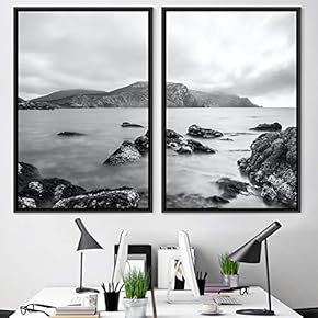 signwin 2 Piece Framed Canvas Wall Art Black...