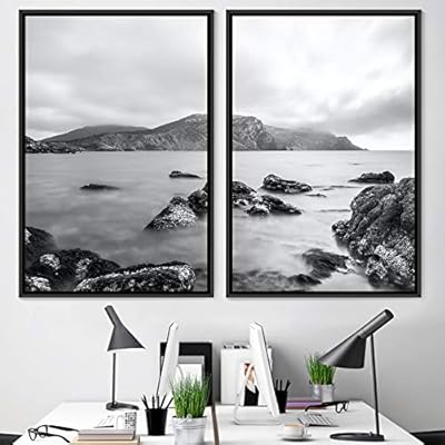 signwin 2 Piece Framed Canvas Wall Art Black...