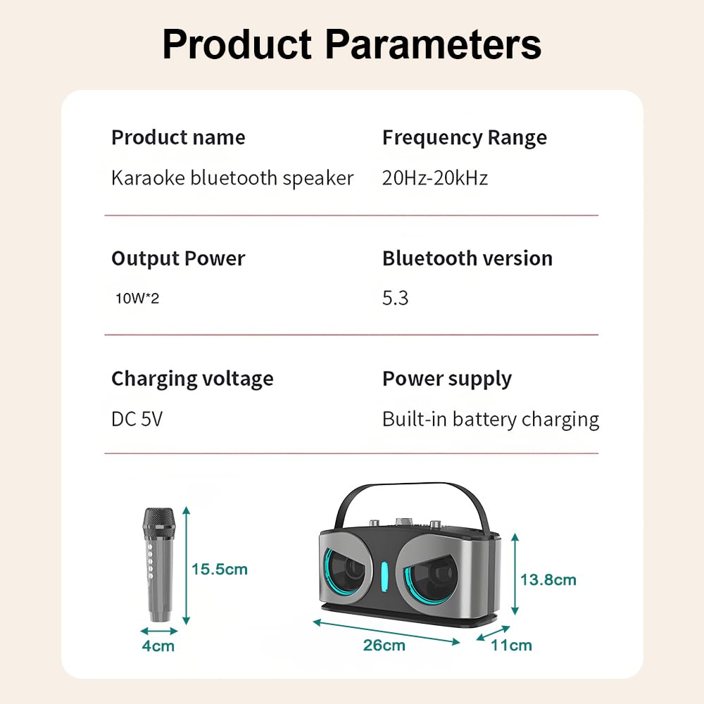 Karaoke 2 Microfonos Inalambricos para Adultos y Niños, Altavoz Bluetooth
