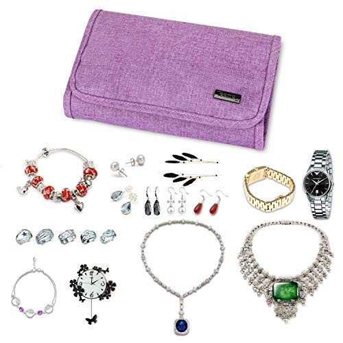 Teamoy Jewelry Roll Bag Travel Hanging Jewelry Organizers - Perfect For Business Trips, Purple (Accessories Not Included) #TOP6