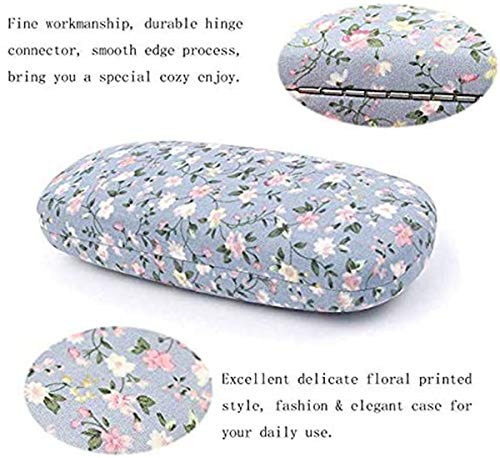 Hard Shell Eyeglasses Case 3 Pack Floral Portable Glasses Case Hard Protective Spectacle Eyeglass Case For Women (Floral-S-Tangerine+Blue+Beige) #TOP3