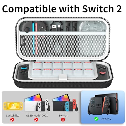 HEYSTOP Tasche für die Nintendo Switch 2 Konsole, Switch 2 Tragetasche Reisetasche Hülle mit großem Fassungsvermögen mit 12 Spielkartenfächern für Nintendo Switch 2 Zubehör (Neuestes Modell 2025)