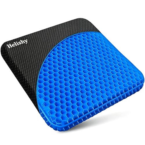 Helishy Gel Seat Cushion, Double Thick Egg Gel Cushion for Pressure Pain Relief, Breathable Wheelchair Cushion Chair Pads for Car Seat Office Chair (16x14x1.65inch)