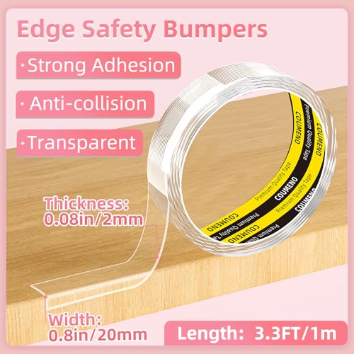 Image of Corner Protector Clear Baby Proofing Edge Guard Tape 0.8in(W x 3.3FT(L) Self Adhesive Furniture Table Corner Bumper for Child Safety Sharp Edge Guard Roll