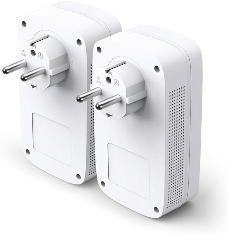 Enrere view of two TP-Link TL-PA9025P Powerline adapters