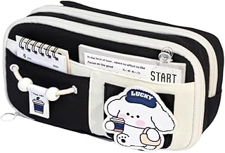 مقلمة بسعة كبيرة للبالغين من جولينياو مكونة من 3 أقسام، مقلمة كبيرة، منظم لتخزين الأدوات المكتبية ومستحضرات التجميل ومستلزمات المكتب، (لون أسود - 8138)