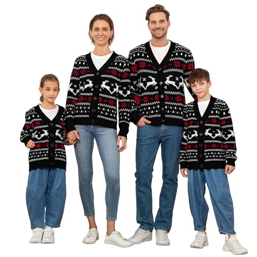 Geyoga Matching Family Reindeer Fair Isle Christmas Cardigan - Image 6