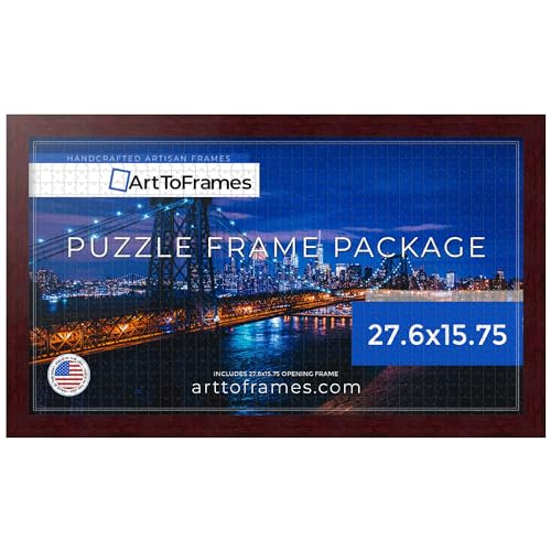 ArtToFrames 27.6x15.75 INCH/70x40 CM Brown Frame for 100 Piece Puzzles.This 1.25 Inch Custom MDF Puzzle Frame is Mahogany - Comes with Economy Acrylic (PuzzleFRBW26039-27.6x15.75)