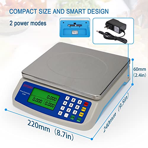 Rujixu 30Kg Electronic Kitchen Scale Stainless Steel Digital Food Scale Counting Balance With Lcd Display Batteries Included And 6V Poweradapter #TOP5