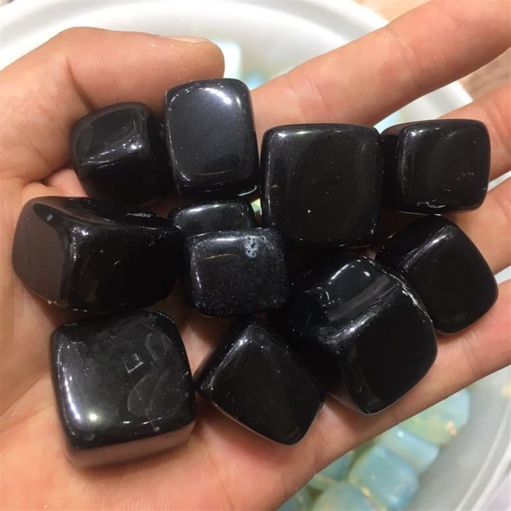 Haussammlung Natürlicher Kristall, rauer -Kristall, natürlicher schwarzer Obsidian, Trommelstein, polierte Kristallwürfelsteine, können verwendet Werden für(Size:400g)