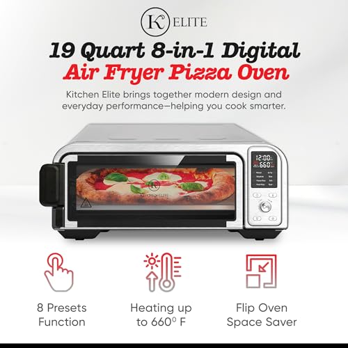 Kitchen Elite 8 in 1 Digital Toaster Oven Air Fryer Combo with Touch Panel and 12 Inch Pizza Capacity, Stainless Steel, Silver by Kitchen Elite - Image 4