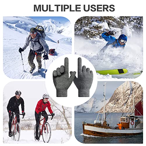 Milduall Winter Warm Gloves, Knitted Touch Screen Gloves Anti-Slip Thermal Gloves Cold Proof Mittens with Thickened Elastic Windproof Cuff for Outdoor Cycling Hiking Climbing Sports Bicycle - Image 7