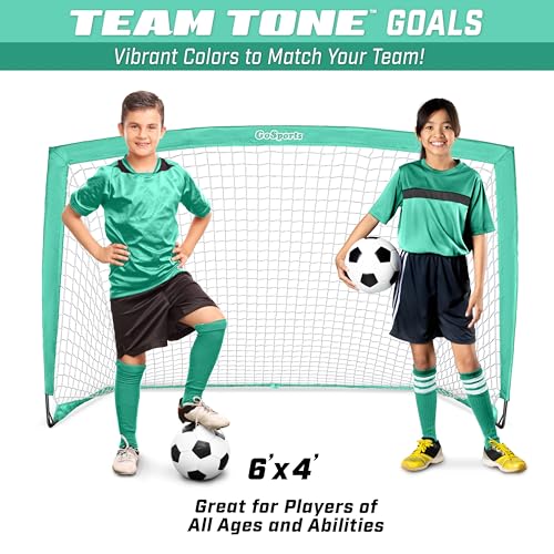 Image of GoSports Portable Soccer Goals for Kids - 13 Color Options - Choose 4 x 3 ft or 6 x 4 ft - Team Tone Pop Up Nets for Backyard