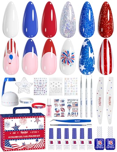 Beetles 4th of July Nails Gel Nail Polish Kit with