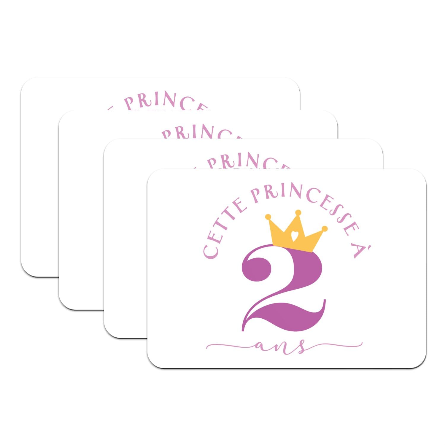 Sets de table fille 2 ans en caoutchouc blanc pour repas d'anniversaire enfant