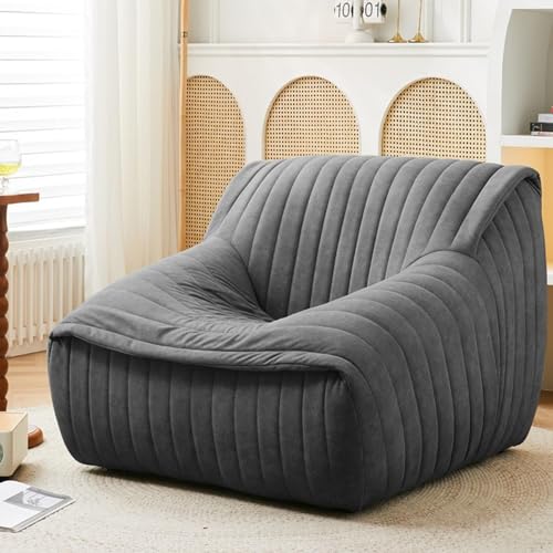 Image of WLYPE Fireside Chair, Lazy Floor Sofa Couch, Corner Bean Bag Chair for Adults, Tatami Sofa, Corner Chair Sofa for Living Room Bedroom Salon Office(Grey,1), 20240608