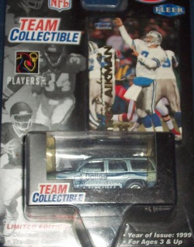 Dallas Cowboys 1999 Diecast NFL GMC Yukon with Troy Aikman Fleer Card by White Rose