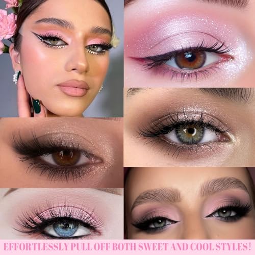 Image of SUAKE 12 Colors Matte Shimmer Eyeshadow Palette for Eye Makeup,with Mirror, Nude Brown Pink Peach, High Pigmented Tan Gray Eye Shadow Primers Powder Palet de sombras de ojos