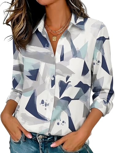 Image of Soft Wrinkle-Free Button Down Stretch Shirts for Women, Breathable Moisture-Wicking Casual Work Dress Tops