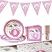 42 Pezzi Set Stoviglie per Feste,Stoviglie per Feste a Tema,Baby Shower Ragazzi Kit, per Feste di Phnom Penh per Feste, Matrimoni, Compleanni