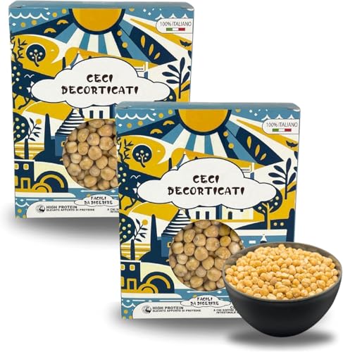 LEGUD - Legumbres descascaradas 2 paquetes de garbanzos descascarados, garbanzos secos Made in Italy, ideales para sopas de legumbres.Sin OGM