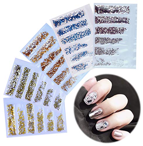 Ranvi 7200 Pieces(6 Grid)5 Pack of Nail Art Rhinestone Decoration Style4