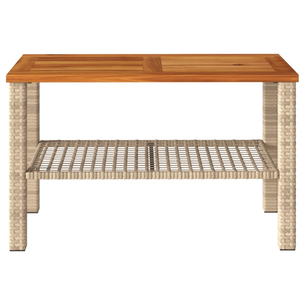vidaXL Table de Jardin Beige 70x38x42 cm résine tressée et Bois Acacia