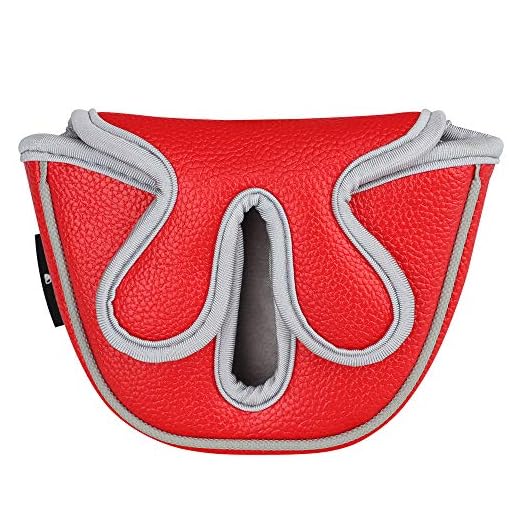 BigTeeth - Cubierta para cabeza de putter de mazo de golf, protector de palo de golf para putter de eje central Odessey Backstryke (rojo)